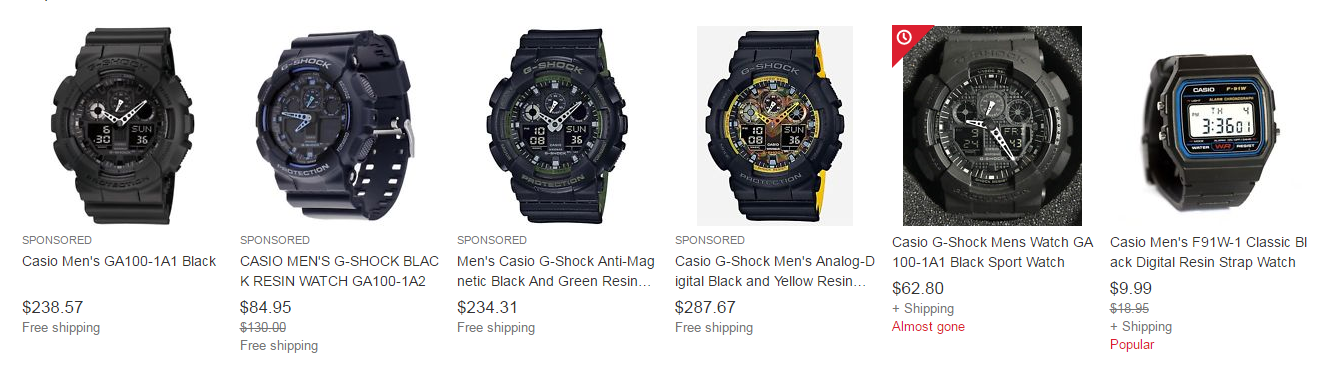 đồng hồ casio trên ebay