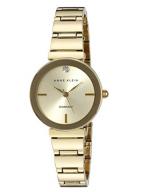 Anne Klein Women's Diamond Dial Goldtone Polished Bracelet Watch