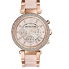 Michael Kors Mid-Size Rose Goldtone/Stainless Steel Parker Three-Hand Glitz Watch