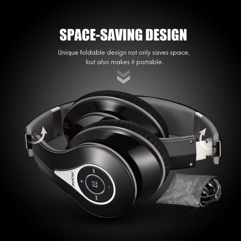 Tai nghe không dây Bluetooth Mpow, Tai nghe không dây Stereo Hi-Fi Stereo, Có thể Gấp, Bộ nhớ Earmuffs Bộ nhớ Nhỏ, với Mic và Chế độ Có dây dành cho PC / ĐTDĐ / TV