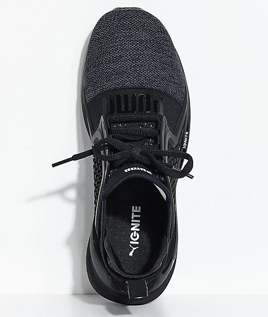 PUMA Ignite Limitless Knit Black Silver Shoes Mua Hang M HMA